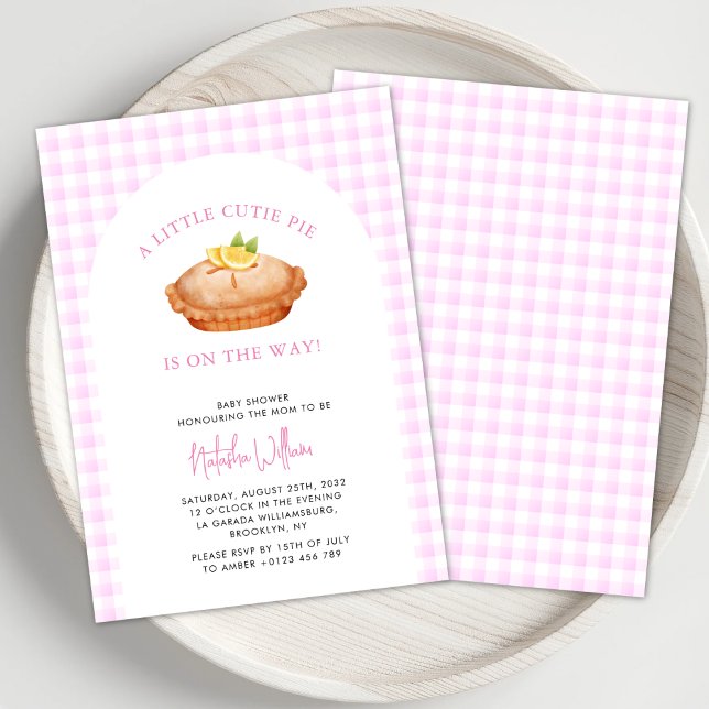 Cutie Paj Rosa Checkated Fall Baby Shower Inbjudningar (Skapare uppladdad)