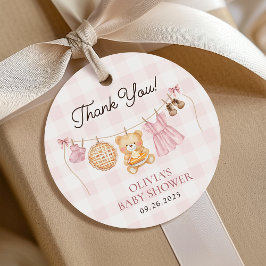 Cutie Paj Rosa Fall Bear Girl Baby Shower Gift Gåvor Etiketter