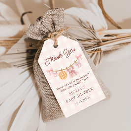 Cutie Paj Rosa Fall Girl Baby Shower Märkres Presentetikett