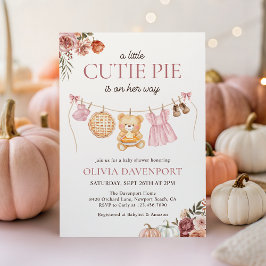 Cutie Paj Rosa Fall Nalle Girl Baby Shower Inbjudningar