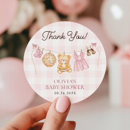 Cutie Paj Rosa Fall Nalle Girl Baby Shower Runt Klistermärke