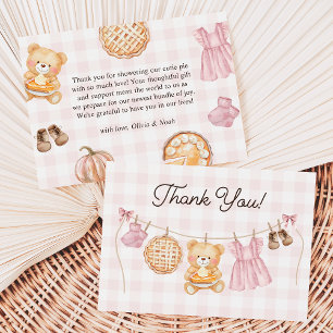 Cutie Paj Rosa Fall Nalle Girl Baby Shower Tack Kort