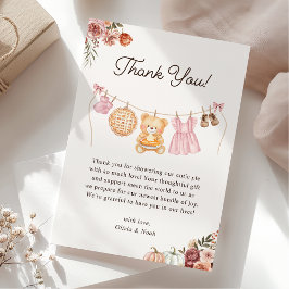 Cutie Paj Rosa Fall Nalle Girl Baby Shower Tack Kort