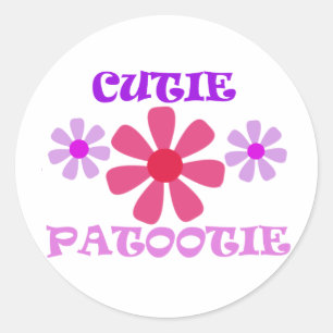 Cutie Patootie med blommor Runt Klistermärke