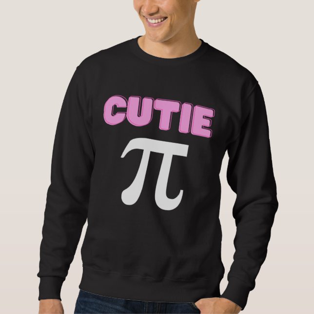 Cutie Pi Funny Math Joke Geek Cute Pi Day Lång Ärmad Tröja (Framsida)