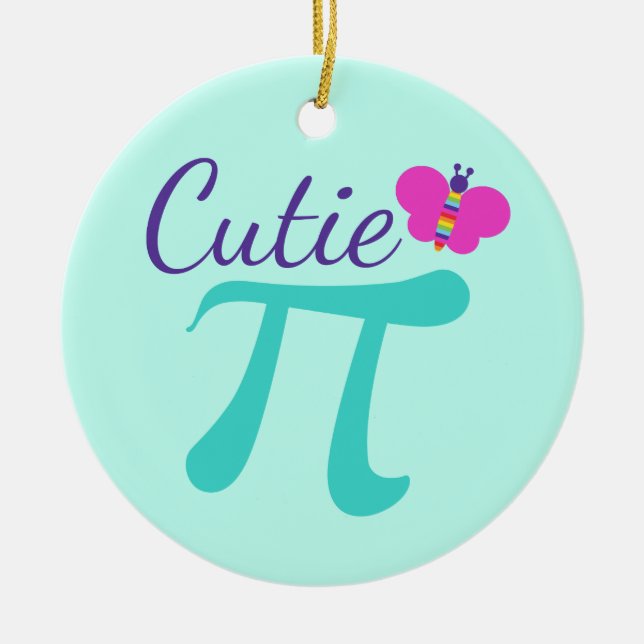 Cutie Pi Symbol Math Pun Julgransprydnad Keramik (Framsidan)