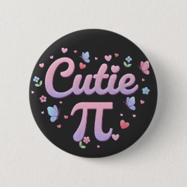 Cutie Pi Symbol Math Pun Pink Butterfly Hearts Knapp