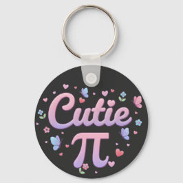 Cutie Pi Symbol Math Pun Pink Butterfly Hearts Nyckelring