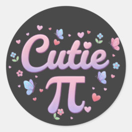 Cutie Pi Symbol Math Pun Pink Butterfly Hearts Runt Klistermärke