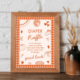 Cutie Pie Fall Baby Shower Diaper Raffle Sign Poster