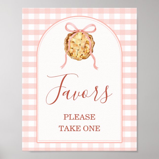 Cutie Pie Pastel Pink Gingham Baby Shower Favors Poster (Framsidan)