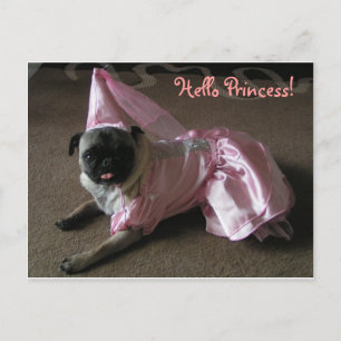 Cutie Pug Princess Vykort