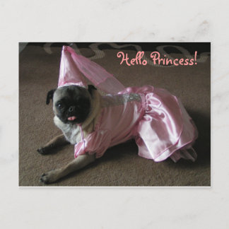 Cutie Pug Princess Vykort