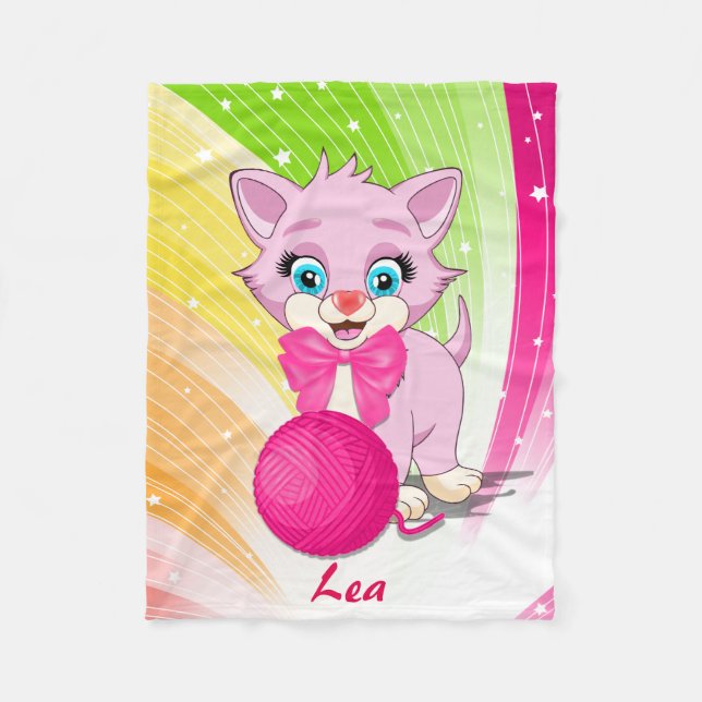 Cutie Rosa Kitten Tecknad Fleecefilt (Framsidan)