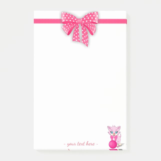 Cutie Rosa Kitten Tecknad Post-it Block (Framsida)