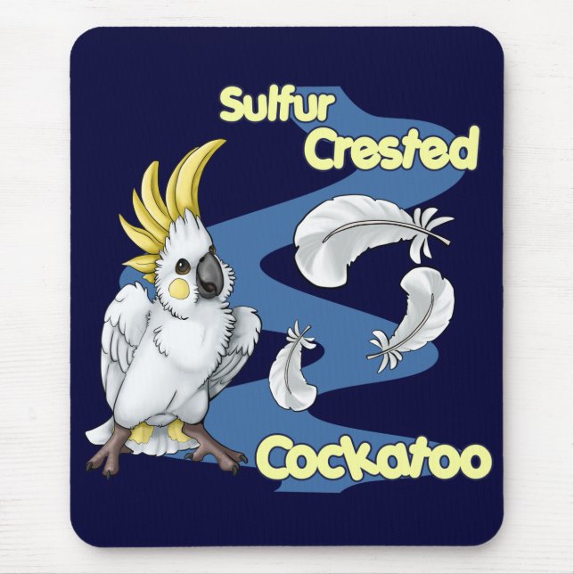 "Cutie" svavel krönad kakadua Mousepad Musmatta (Framsidan)