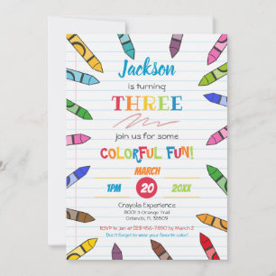 Cuties Crayon Art Papper Colorful Party Birthday i Inbjudningar