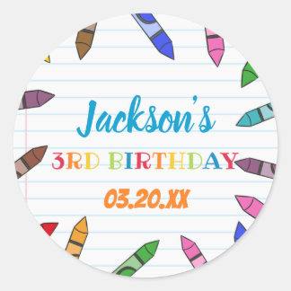 Cuties Crayon Art Papper Colorful Party Birthday Runt Klistermärke