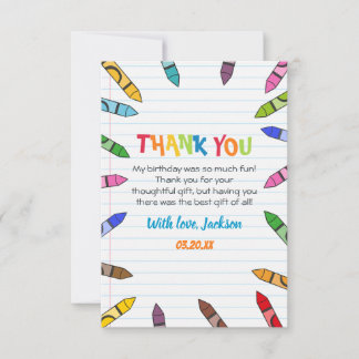 Cuties Crayon Art Papper Colorful Party Birthday Tack Kort