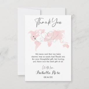 Cuties Karta Travel Äventyr Rosa Baby Shower Tack Kort