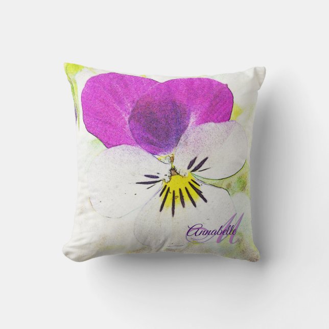 Cutiest Flower - Viola Monogram Kudde (Framsida)