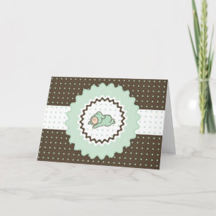 Cutietoots Baby Shower-inbjudan, grön och brun Inbjudan
