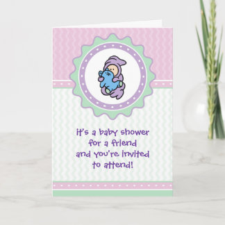 Cutietoots Baby Shower-inbjudan - Rosa/Grönt Inbjudan