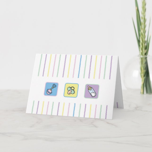Cutietoots Notecard - Crayonlinjer och babysaker Tack Kort (Framsida)
