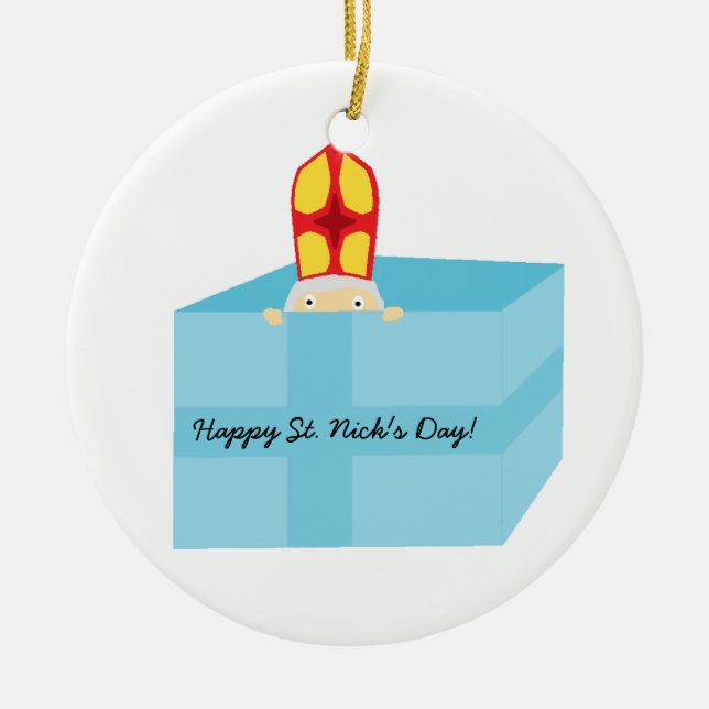 Cutinice Kids Art Funny St. Nicholas Sinterklaas Julgransprydnad Keramik (Framsidan)