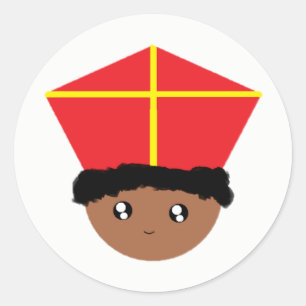 Cutinice Kids Art St Nicholas Miter Zwarte Piet Runt Klistermärke