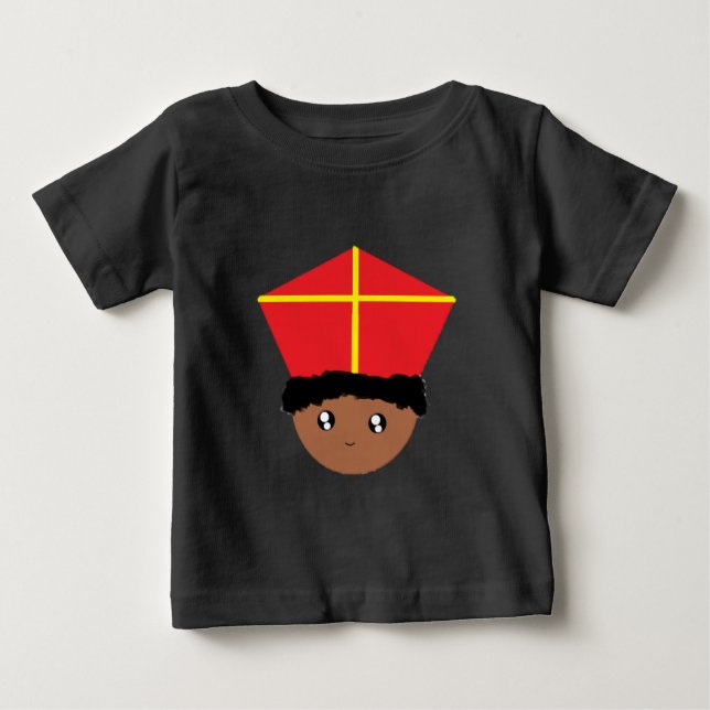 Cutinice Kids Art St Nicholas Miter Zwarte Piet Tee (Framsida)