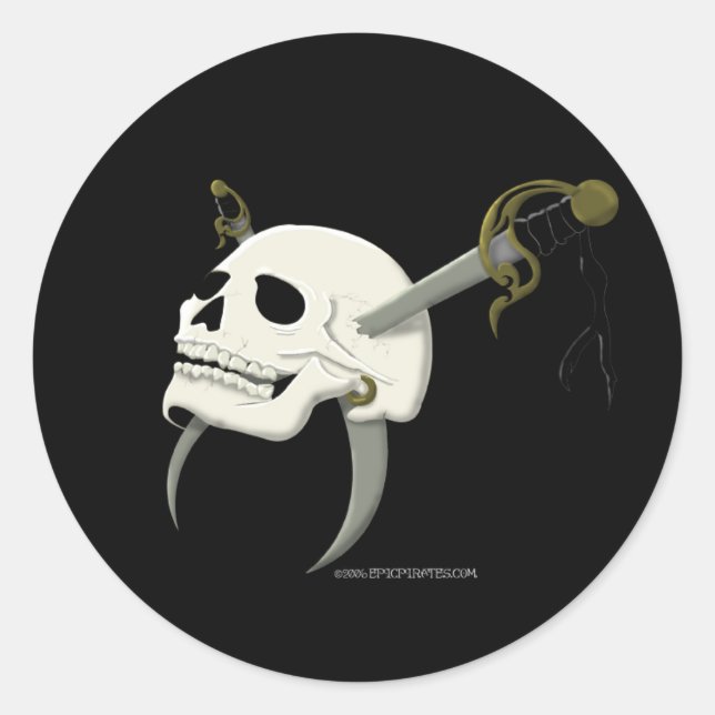 Cutlass Skull Runt Klistermärke (Framsida)