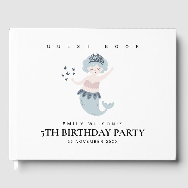 CUTLE LITTLE ROSA BLUE SJÖJUNGFRU PARTY GÄSTBÖCKER (Framsida)