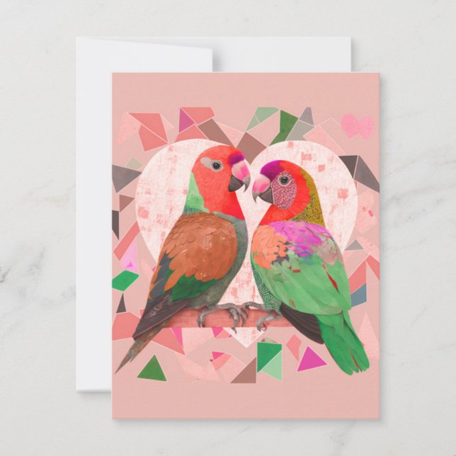 CUTLOVE BIRD, FÄRGBIRD, ROSA BIRD ANTECKNINGSKORT (Framsida)