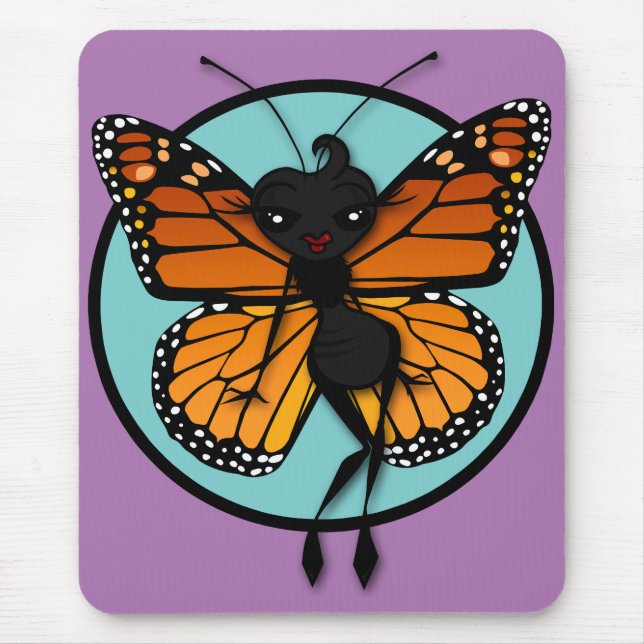 CUTMONARCH BUTTERFLY DAM LODRÄT MOUSE PAD MUSMATTA (Framsidan)