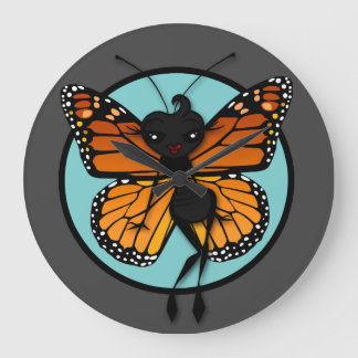 CUTMONARCH BUTTERFLY DAM STORA ROUND WALL CLOCK STOR KLOCKA