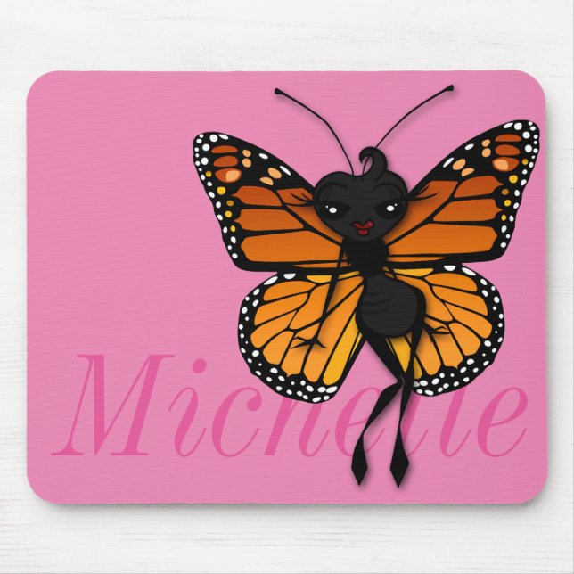 CUTMONARCH BUTTERFLY DAM VÅGRÄT MOUSE PAD MUSMATTA (Framsidan)