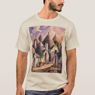 Cutom Alberobello Trulli Houses Italy Watercolor T Shirt