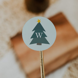 Cutout Julgran | Helgdag Monogram Runt Klistermärke