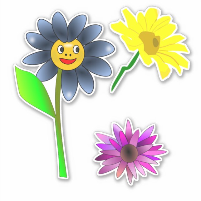 Cutout Lycklig Flowers vinyldekal lakan Klistermärken (Framsida)