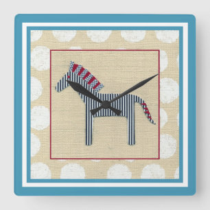 Cutout Zebra på Cream-bakgrunden Fyrkantig Klocka