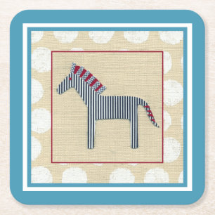 Cutout Zebra på Cream-bakgrunden Underlägg Papper Kvadrat