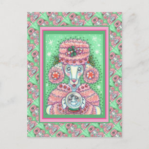 CUTPEPPERMINT ROSA PUDEL OCH SNOWGLOBE SNÖGUBBE VYKORT