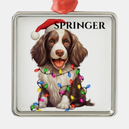 CUTSPRINGER SPANIEL HUND MED CHRISTMAS LJUS JULGRANSPRYDNAD METALL