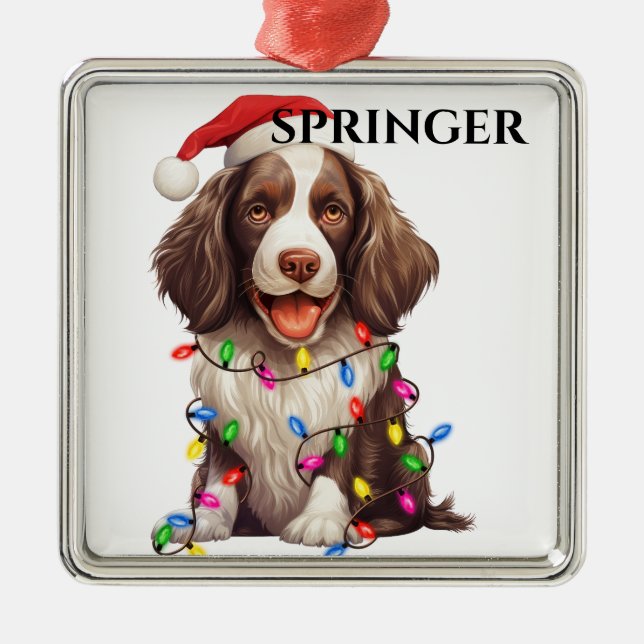 CUTSPRINGER SPANIEL HUND MED CHRISTMAS LJUS JULGRANSPRYDNAD METALL (Framsidan)