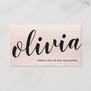 Cutt Rosa Champagne Glitter Script Calligraphy Visitkort