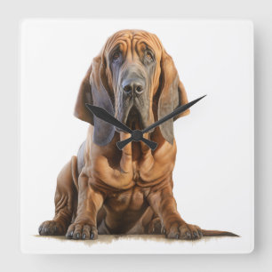 CUTTAN OCH BLACK BLOODHOUND HOUND HUND FYRKANTIG KLOCKA