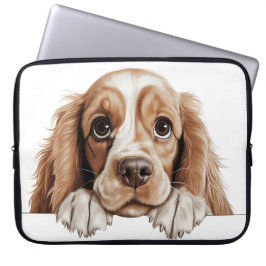 CUTTAN OCH WHITE AMERICAN COCKER SPANIEL HUND LAPTOP FODRAL