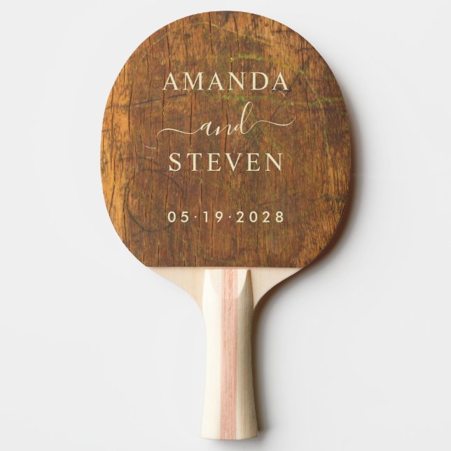 Cutting Block Couple Names with Wedding Date Pingisracket (Baksidan)