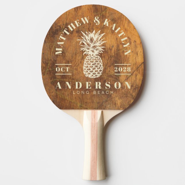 Cutting Block Tropical Pineapple Wedding Crest Pingisracket (Framsidan)